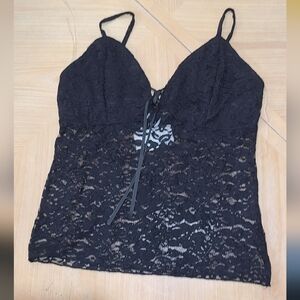 Y2k Windsor Black Lace Top